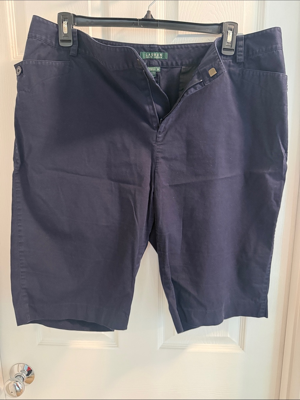 Lauren Ralph Lauren Navy Flat-Front Women’s Chino Shorts
